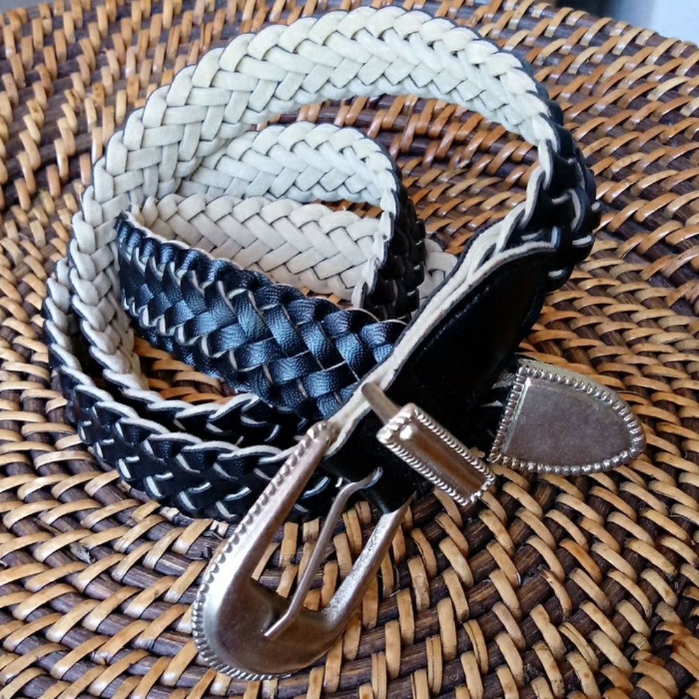 Black Braided Faux Leather Belt